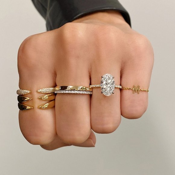 Inlay Diamond Ring In 14k Gold - Picture 5 of 7